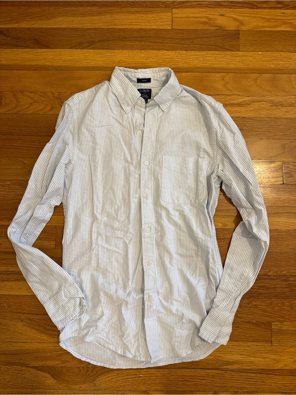 J. Crew Light Blue and White Thin Stripe Button-Down Shirt